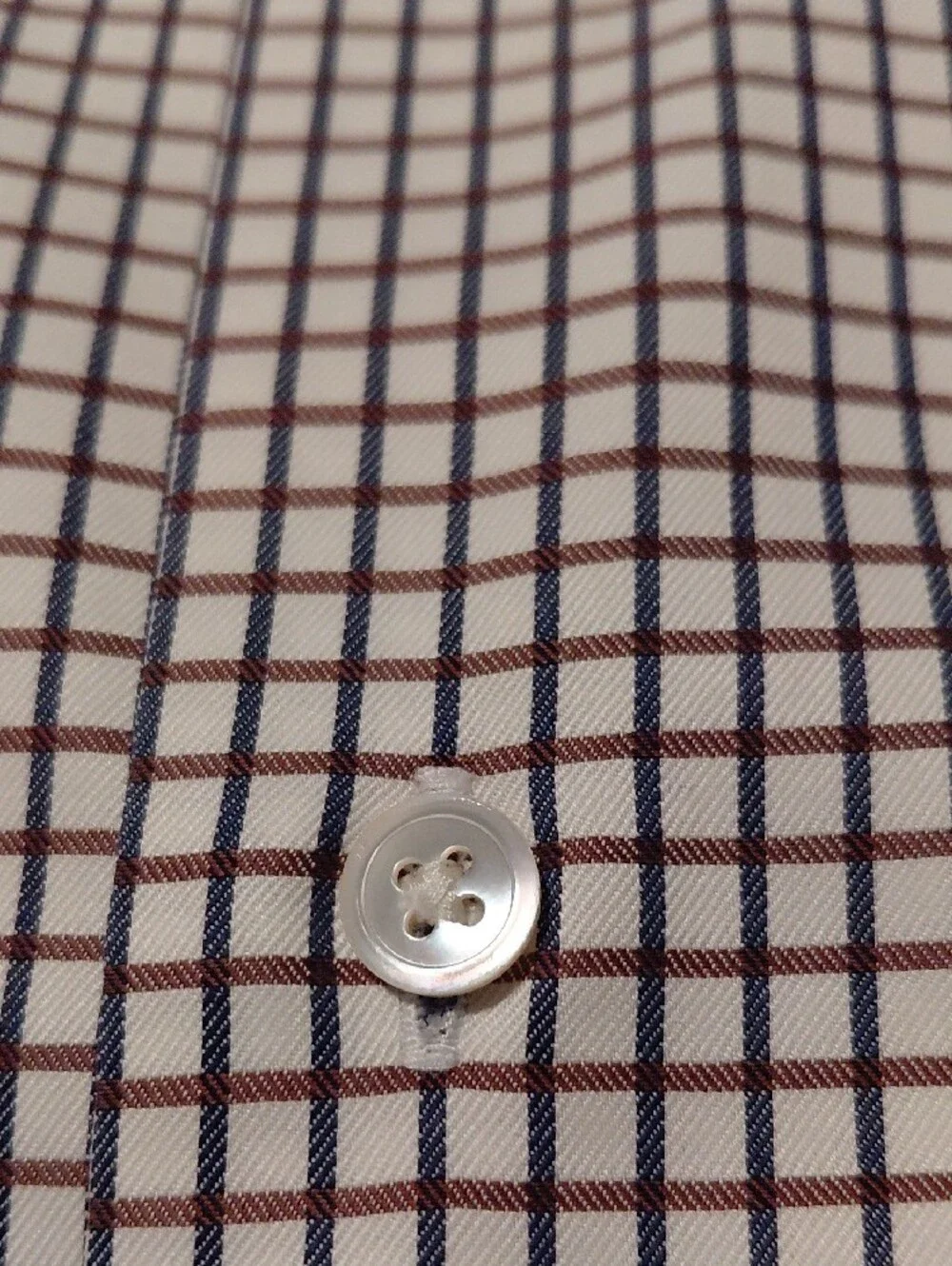 Banana Republic Men’s White Shirt with Navy Windowpane Check